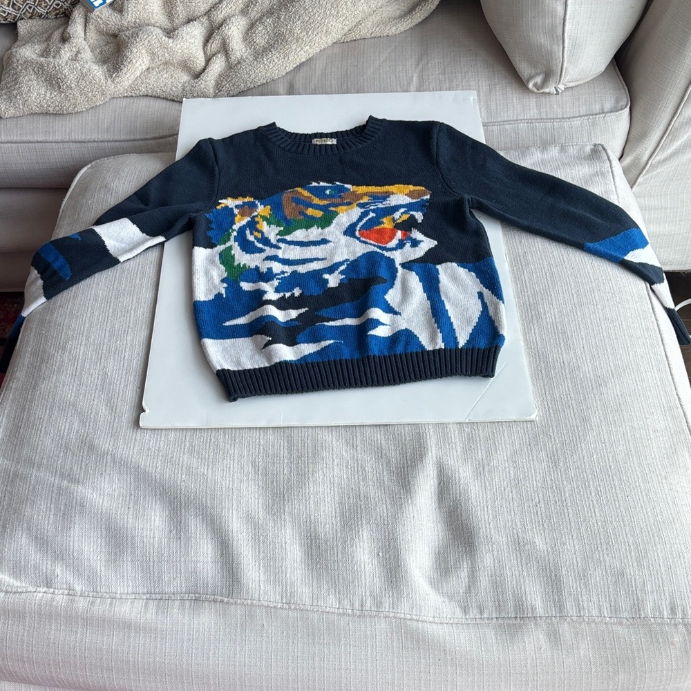 Kenzo Navy and Multicolor Tiger Crewneck Sweater